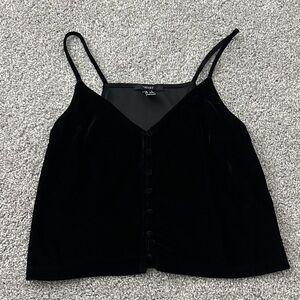 Black velvet button up crop top